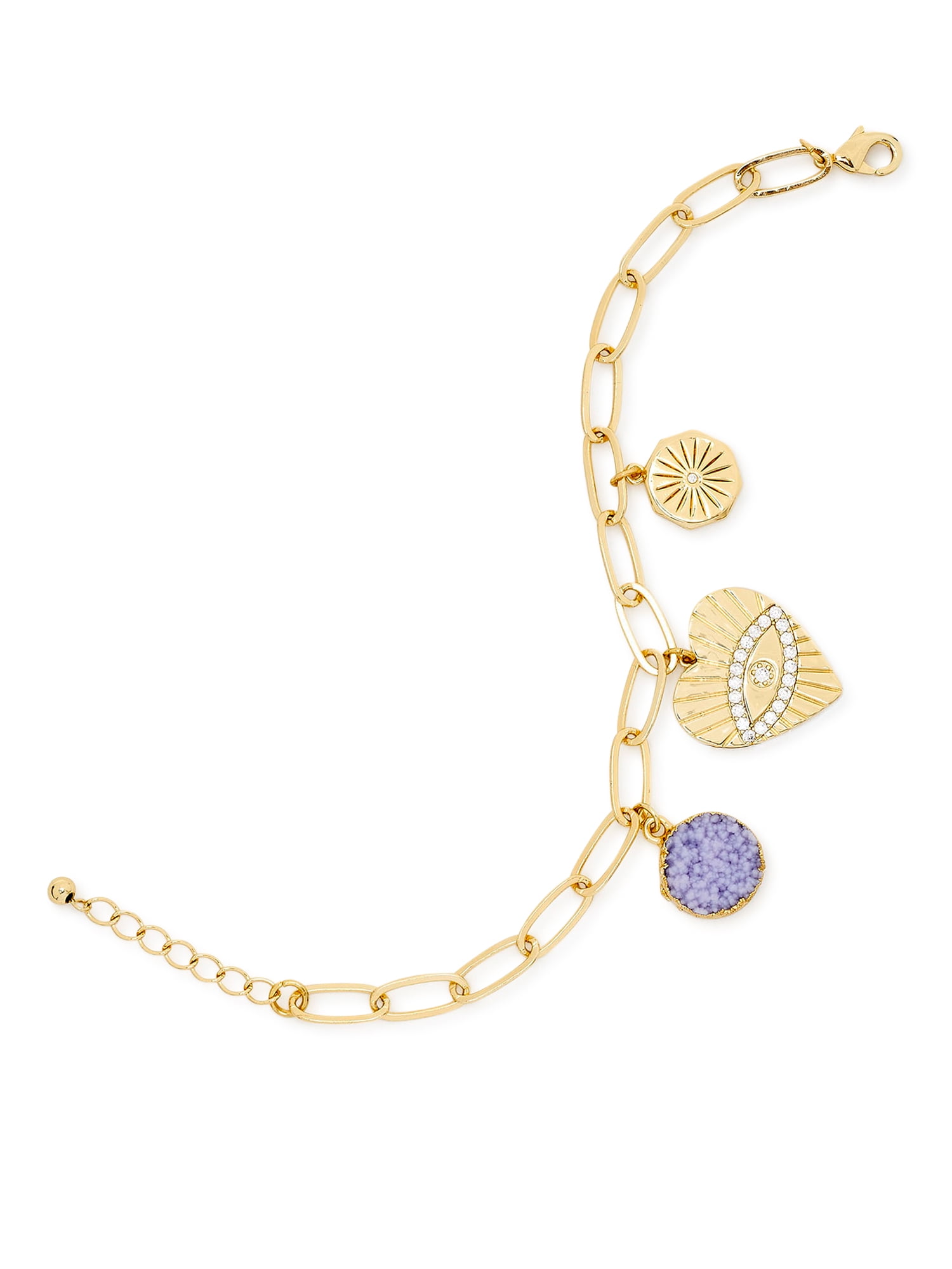 Scoop Womens Women's 14KT Gold Flash-Plated Fashion Charm Bracelet