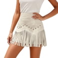 thumbnail image 2 of Faux Suede Fringe Skirt for Women Western Cowgirl High Waisted A Line Tassel Skirts Country Concert Outfits, 2 of 6