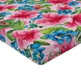 thumbnail image 4 of Ambesonne Exotic Themed Fitted Sheet, Chill Hibiscus Jungle, Twin Size, Hot Pink Lavender Blue, 4 of 5