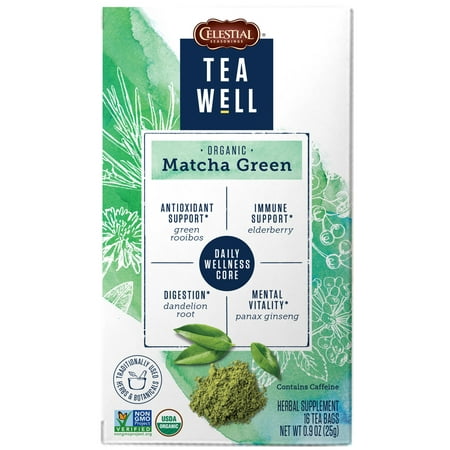 TeaWell Organic Matcha Green Wellness Tea, 16 Count