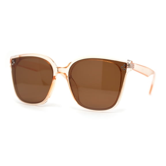 Womens Inset Lens Horn Rim Retro Plastic Chic Sunglasses Peach - Brown