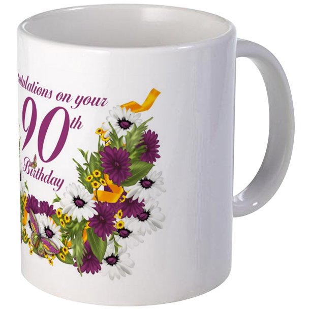 CafePress 90Th Birthday Floral And Butterfly Design Mug Mugs Unique