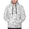thumbnail image 4 of KLL Black White Music Print Mens Hoodie Long Sleeve Casual Pullover Hooded Sweatshirt Fashion Drawstring Hoodies with Pocket-XX-Large, 4 of 6