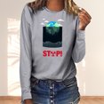 thumbnail image 2 of RKSTN Sweat-Shirt pour Femmes Mode Automne Léger Couleur Unie Manches Longues Col Rond Imprimé Pollution Marine, 2 of 4