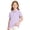 Purple-#003, variant on Polo Shirts for Girls Plaid Print Color Block Button Closure Short Sleeve Loose Fit Casual Tops