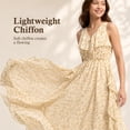 thumbnail image 4 of Alvantor Summer Maxi Dresses for Women, Sleeveless Ruffle V-Neck Floral Poly Chiffon, Ivory Multi, 4 of 8