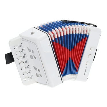 Uxcell 10 Keys Button Accordion Mini Musical Instrument Gifts for Beginners White
