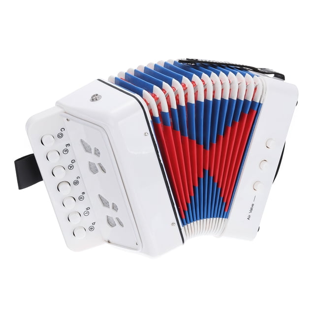 Acordeón de botón Uxcell de 10 teclas Mini instrumento musical regalos para principiantes blanco