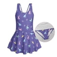 thumbnail image 6 of Tutolipy Pastel Easter Bunny Dinosaur Print Sleeveless Swim Dress for Girls, Cross Shoulder Strap Design Girls One Piece Swimsuits for Beach Pool Party Size 3-4 Years, 6 of 8