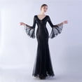 thumbnail image 3 of Vestido de noche con lentejuelas para cena de boda, escenario, malla encriptada, con borde ondulado de seda de pescado, 3 of 6