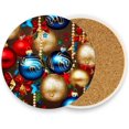 thumbnail image 2 of Christmas Balls Coasters Absorbent Moisture Non-Slip Drink Coaster Ceramic Stone with Cork Base Desktop Protection Prevent Furniture Damage 2PCS Home Decor, 2 of 6