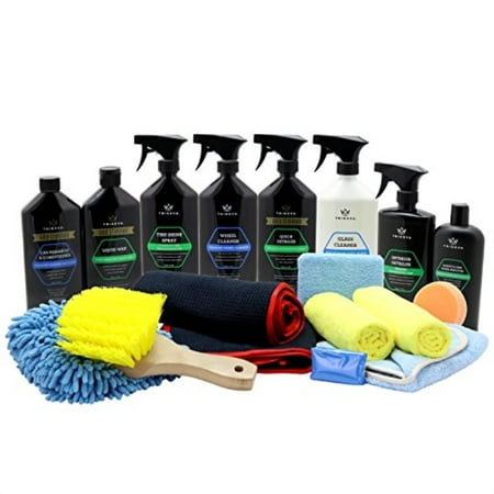 trinova car wash kit complete detailing bundle best for washing car, truck, suv. accessories included shammy, glove, claybar, applicator, towel, microfiber, brush. all amazing supplies. 19 pieces