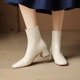 thumbnail image 1 of Teissuly French Squares Head Temperament Short Boots Stretch High Heel Short Boots Chunky Heel Thin Small Leather Boots Back Zipper Short Boots Soft Leather Short Boots Teissuly WER202312144608, 1 of 8