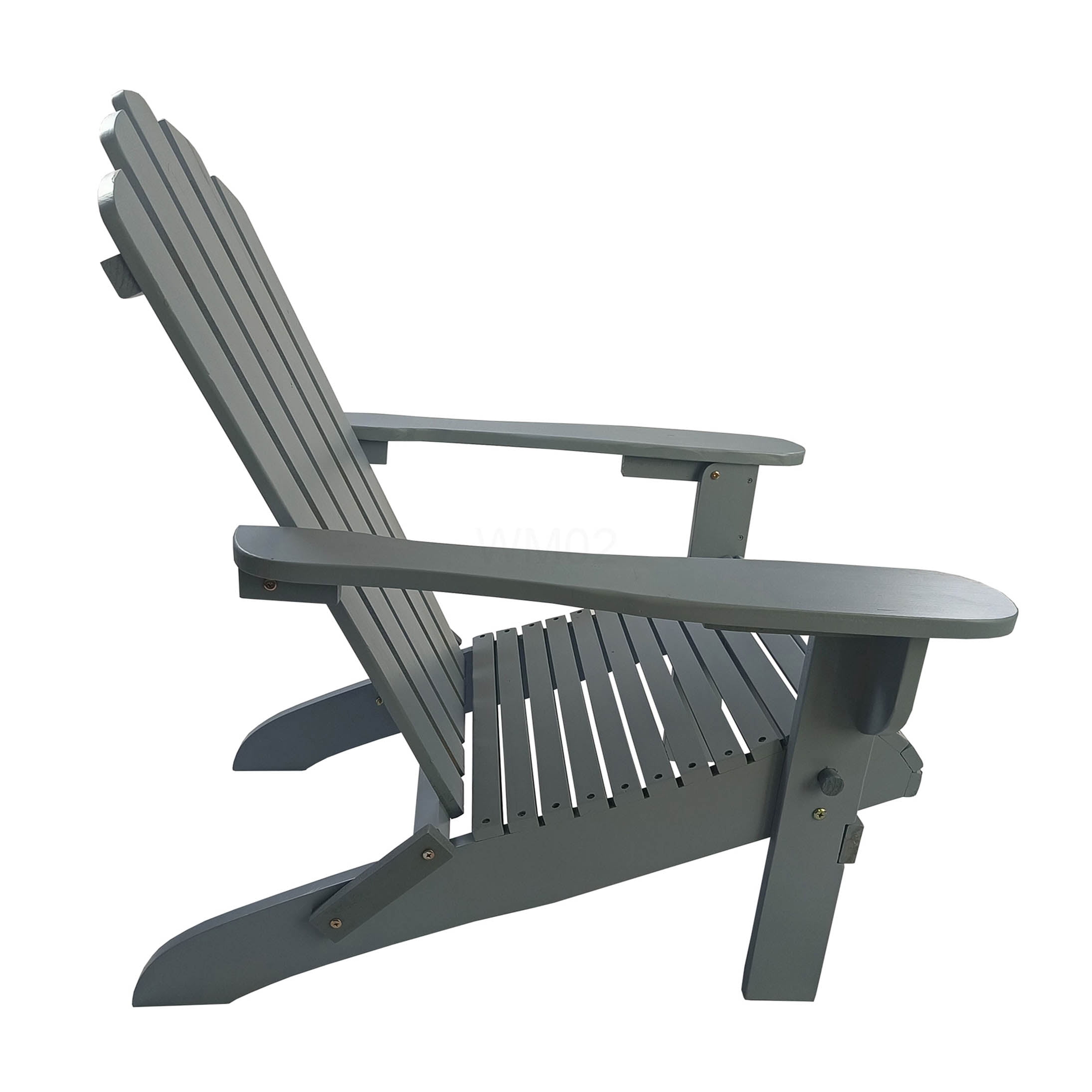 COSMOS Grey Foldable Solid Wood Adirondack Chair for Patio or Garden, Outdoor Indoor Use