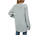 thumbnail image 3 of SHIBEVER Womens tunic Tops plus size pullover Long Sleeve Stripe Shirts Casual Oversized Blouse Tunic with Pocket, 3 of 4