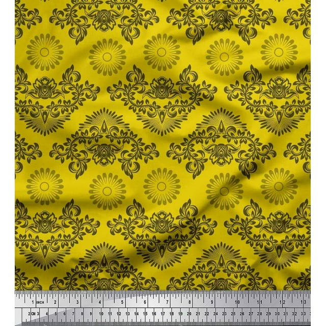 Soimoi Modal Satin Fabric Floral & Damask Ethnic Fabric Prints By Yard 42 Inch Wide