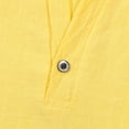 thumbnail image 5 of Men Henley Shirt Solid Color Cotton Linen Short Sleeve T-Shirts Band Collar Beach Vacation Pullover, 5 of 7