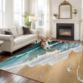thumbnail image 3 of Blue Ocean Washable Living Room Rugs 5'x8', Wave Texture Beach Abstract Modern Art Low Pile Throw Large Area Rug Non-Slip Sturdy Edge Binding Carpet for Living Room Kitchen Office, 3 of 9