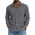 thumbnail image 3 of Busydd Mens Button Down Shirt with Front Pocket Solid Color Long Sleeve Shirts for Men Dressy Casual Turndown Collar Shirts 2XL, 3 of 9