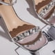 thumbnail image 3 of Sandalias de tacón con tiras y pedrería para mujer (Plateado 36), 3 of 9