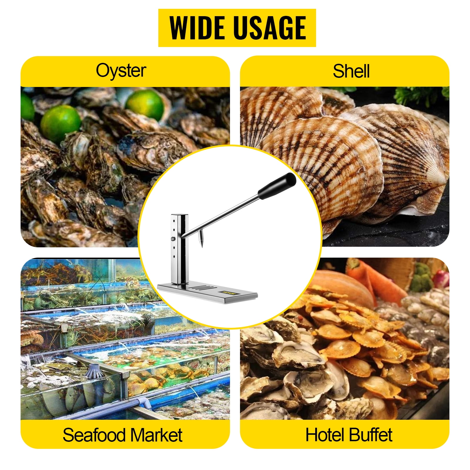 VEVOR Oyster Shucker Machine, Adjustable Oyster Shucker Tool Set, Stainless Steel Cutter Head Oyster Shucking Tool, Clam Shucker Tool with Handle & Clamp for Shellfish Clam in Hotel Buffets and Home