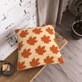 thumbnail image 3 of Velvet Decorative Throw Pillow Covers Set of 2, Soft Square Cushion Cover with Invisible Zipper Orange Maple Leaf Leaves Printing, 16"x16", 3 of 7