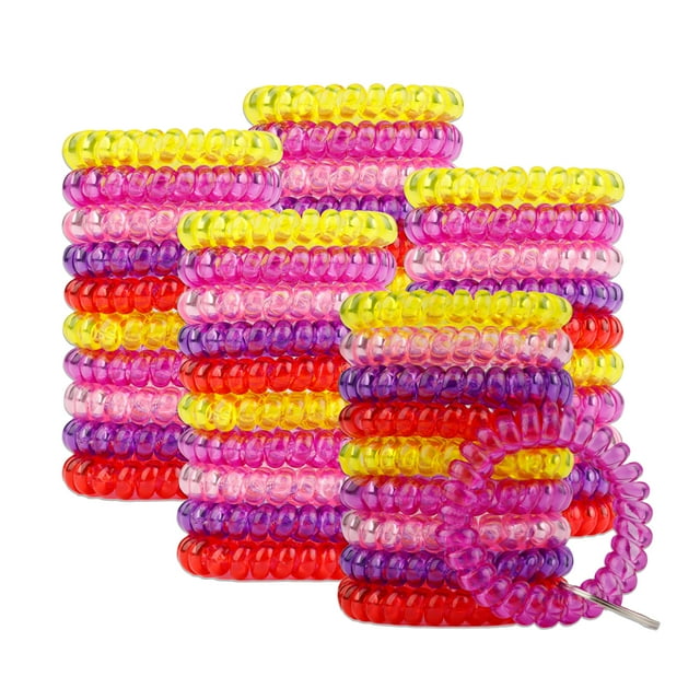 Aspire 50 PCS Wrist Coil Keychains, Stretchable Wristlet Key Chains, Spiral Key Holders for Sauna Gym Pool - Transparent