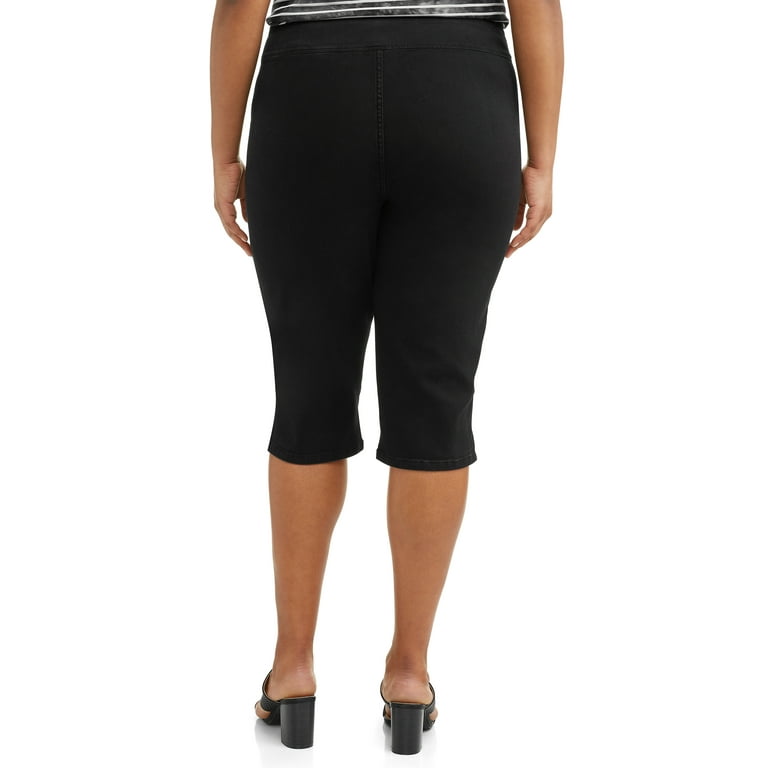 Terra & Sky Women's Plus Size Stretch Pull-On Capri with Tummy Control  Comfort Waistband 