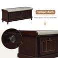 thumbnail image 4 of 44" Storage Bench, Fluted Shoe Cabinet with Hidden Storage Space and 3 Doors, Wood Bench End of Bed with Cushion, for Living Room, Hallway, Entryway, 4 of 9