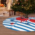 thumbnail image 6 of Lsque Red Funny Crab on Blue Stripe Print Christmas Tree Skirt, Tree Skirt with Ties or Velcro, Perfect for Holiday Decorations, Halloween, and New Year-30", 6 of 7