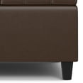 thumbnail image 4 of Simpli Home Harrison 30 inch Wide Transitional Square Small Coffee Table Storage Ottoman in Chocolate Brown Vegan Faux Leather, 4 of 15