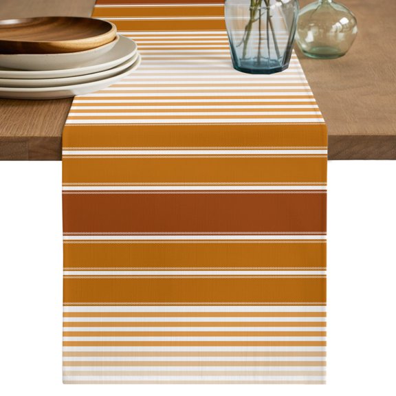 Table Runner 90 Inch Long - Modern Minimalist Ombre Stripe Decorative Table Scarf, Rustic Brown Orange Style Dining Table Runners for Wedding Party Kitchen Dining Tables