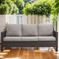thumbnail image 2 of PARKWELL Outdoor 3-Seat Patio Sofa,All-Weather Wicker Rattan Couch Furniture with Cushions,Gray, 2 of 10