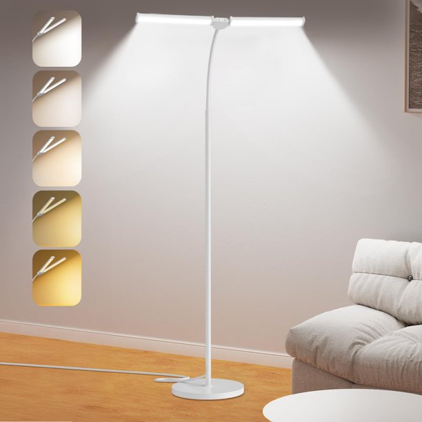 Lámpara de pie LED VrimNowit de doble cabezal con control remoto