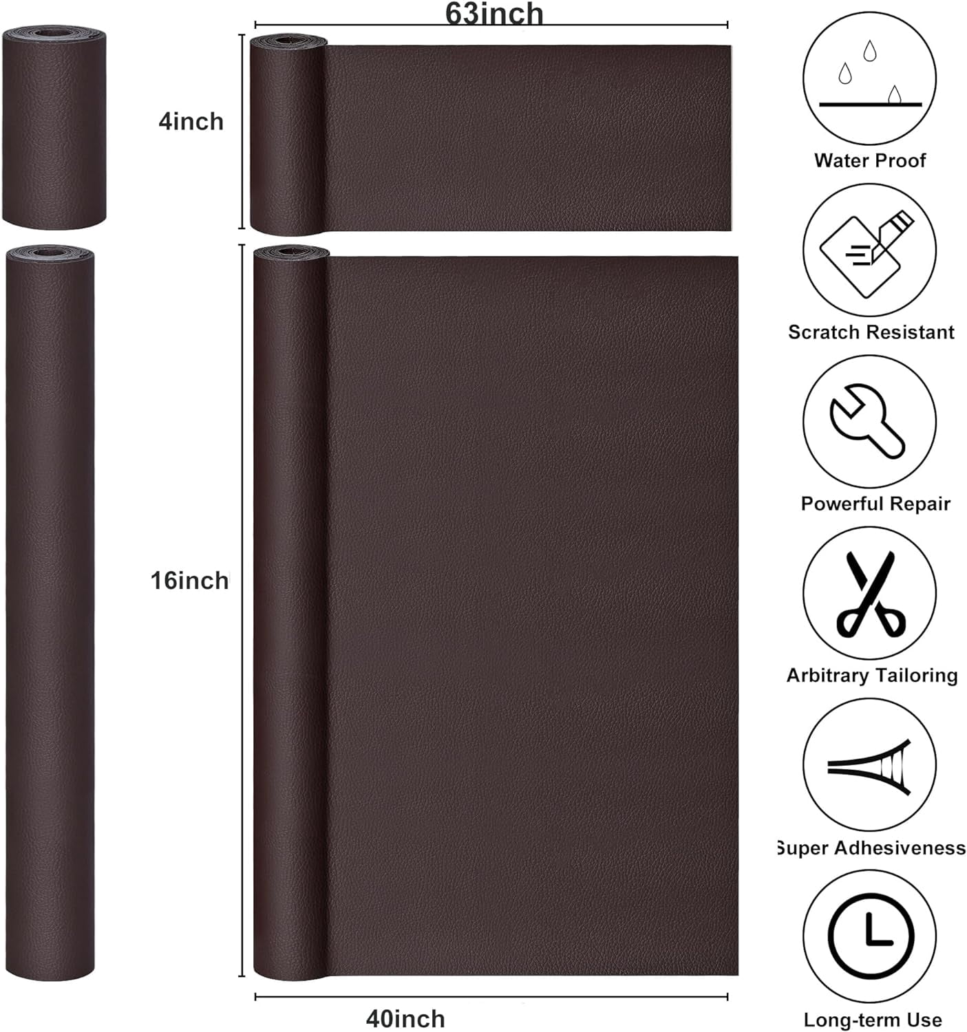 Leather Repair Patch for Furniture, 4" x 78" Self Adhesive Leather Repair Kit Vinyl Repair Tape for Car Seat Sofa Jackets Couches Chair Black