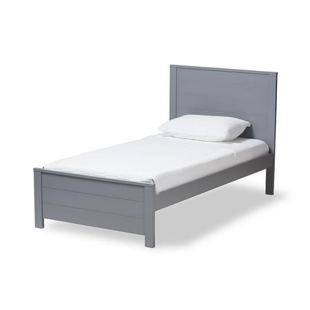 Wood Twin Bed - Baxton Studio Catalina Modern Classic Mission Style Grey-Finished Wood Twin Platform Bed
