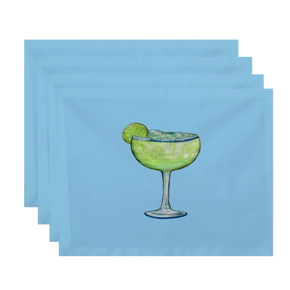 Simply Daisy, 18 x 14 Inch Margarita Plain Geometric Print Placemat (set of 4), Pale Blue