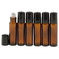 thumbnail image 2 of 6 botellas de perfume de vidrio premium de 10 ml con tapa enrollable para aceites esenciales, esencias, Marron oscuro, 2 of 9