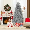 thumbnail image 5 of Gymax 7 FT Pre-Lit Artificial Christmas Tree Silver Tinsel Hinged Xmas Tree, 5 of 10