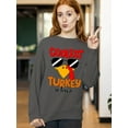 thumbnail image 2 of Coolest Turkey in Town Thanksgiving Funny Cool Sunglasses Crewneck Sweatshirt, 3XL, Charcoal, 2 of 6