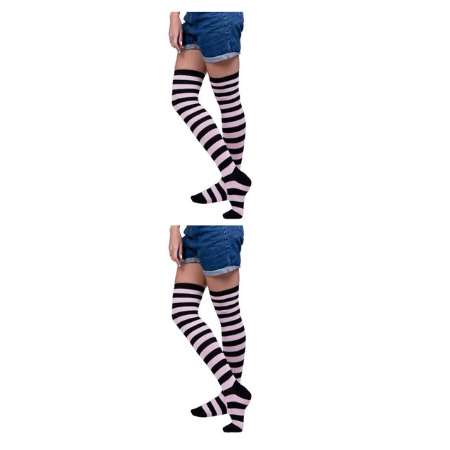 Qarigey Medias pantimedias sin costuras calcetines largos divertidos rayas arcoíris muslo juego de rol carnaval niñas vestido fiesta de baile tipo 6 Tipo 6 2piezas Qarigey CBP394763
