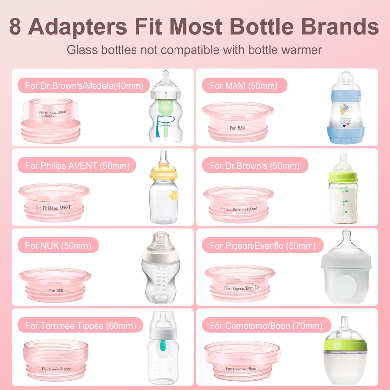 Portable Bottle Warmer for Travel, Cordless Baby Bottle Warmer, Rechargeable Bottle Warmer, Fast Heating,Pink