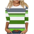 thumbnail image 1 of cfhntfmh Hauts pour Femmes Automne 2024 Tendance à Blocs de Couleur Col Rond Blouses Décontractées Manches 3/4 Tuniques Amples, 1 of 5