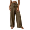 thumbnail image 4 of Ynynloco Womens Pants Elastic High Waist Lightweight Palazzo Pants for Women Casual Drawstring Lounge Wide Leg Pants Woman with Pockets, 4 of 6