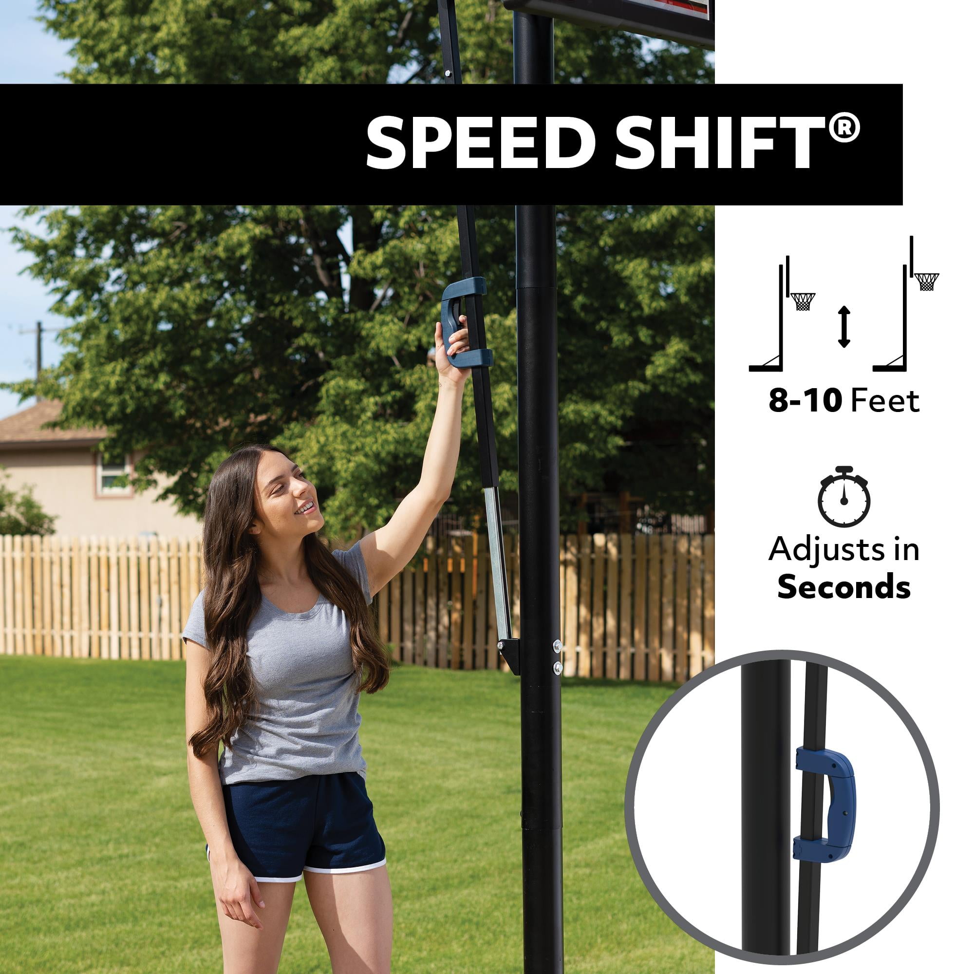Lifetime 8' - 10' Portable Adjustable Height 50" Shatterproof Outdoor Basketball System (1529)