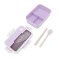 thumbnail image 2 of Qukaim Boîte à bento en plastique à 3 compartiments, 1000 ml, passe au micro-ondes, pour enfants, adultes, étudiants, employés de bureau, violet taro, 2 of 14
