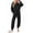 Black, variant on Women's 5 Piece Lounge Set Long Sleeve Knit Pajamas Sweatsuit Jogger Pant Outfits With Pockets