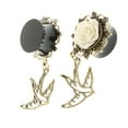 thumbnail image 6 of EHJRE Pair Vintage Sparrow Dangle Ear Tunnels Expander Gauges Piercing White 16mm, 6 of 8