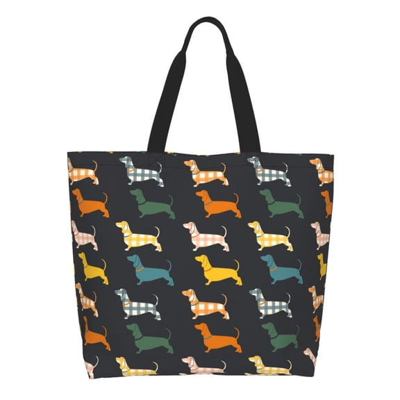 Kdxio Plaid Dachshund Casual Tote Bags Women Big Capacity Shoulder Bag for Women Travel Shoulder Bags Handbags