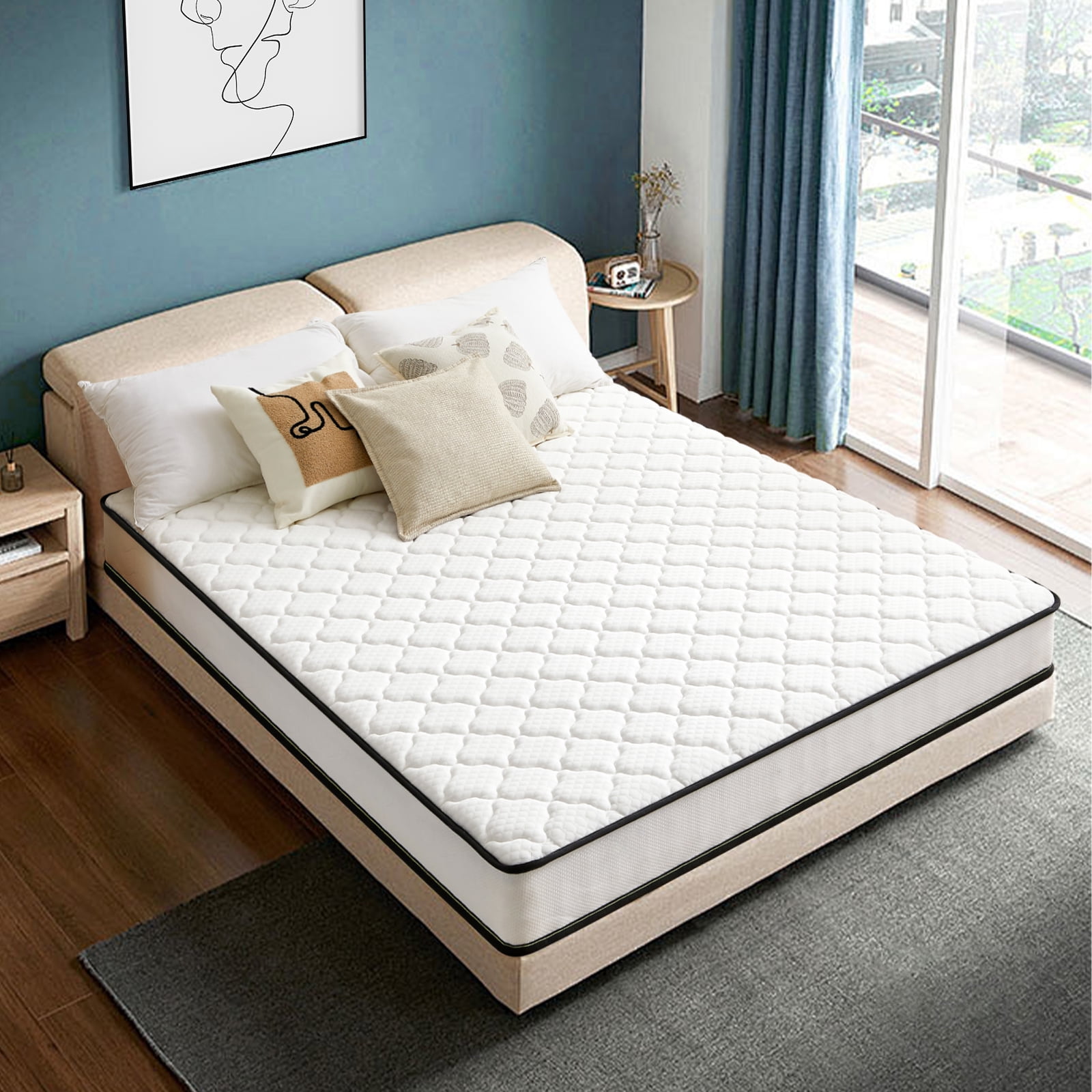 Twin Mattress, 6 inch Hybrid Mattress in a Box with Washable Cover Medium Firm Pressure Relief, CertiPUR-US Certified